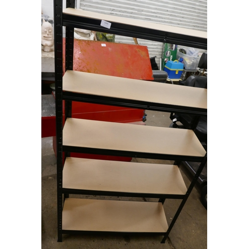 5406 - A black metal boltless 5 shelf racking unit