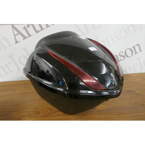 5412 - Two motorcycle helmets and a motorcycle back box