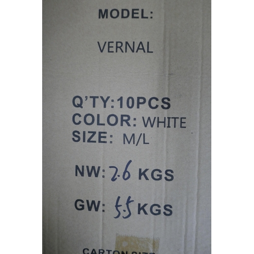 5433 - A box of 10 Vernal size M/L white cycling helmets