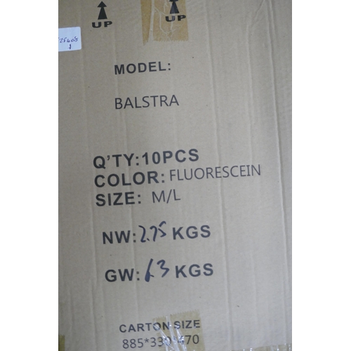 5434 - A quantity of 10 Balstra size M/L fluorescent cycling helmets