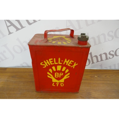 5445 - 3 vintage petrol cans including Esso, Redline and Shell-Mex BP Ltd.