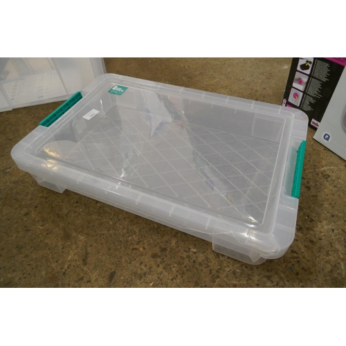 5481 - 4 clear plastic storage containers with lids including “Really Useful Box” and Storage Stacking boxe... 