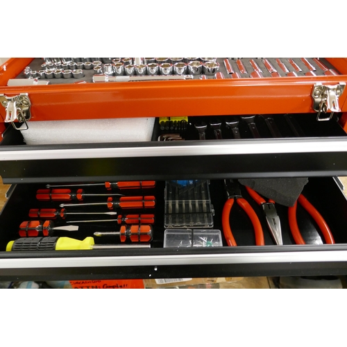 5494 - A Hum Boldt red metal 2 drawer tool box kit including sockets, socket wrenches, screwdrivers, driver... 