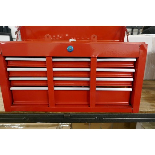 5495 - A Hum Boldt red metal 6 drawer tool box kit including sockets, socket wrenches, drill bits, screwdri... 