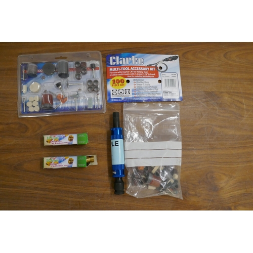 5501 - A quantity of tools and other items including two Clarke Multi Tool accessory kits, a PRO403 1/2