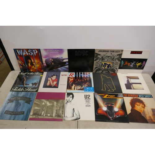 5208 - A quantity of rock and roll LPs including ACDC, Wasp, Thin Lizzy, UFO etc.