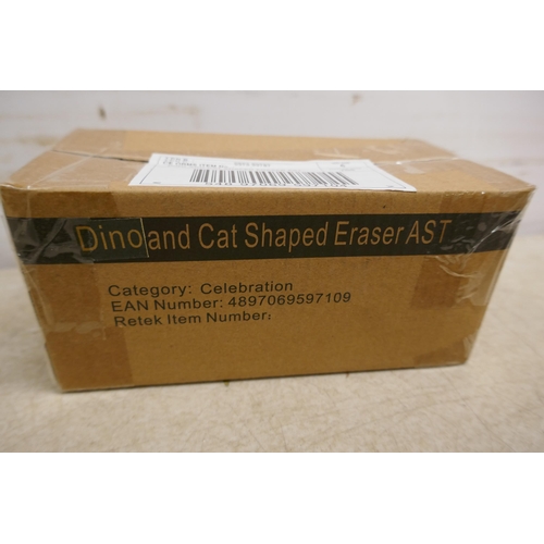 5211 - 4 boxes of Dino and cat erasers