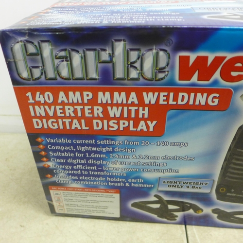 5057 - A Clarke Weld MMA140 - 140amp MMA welding inverter with digital display 16/0534-1* This lot is subje... 