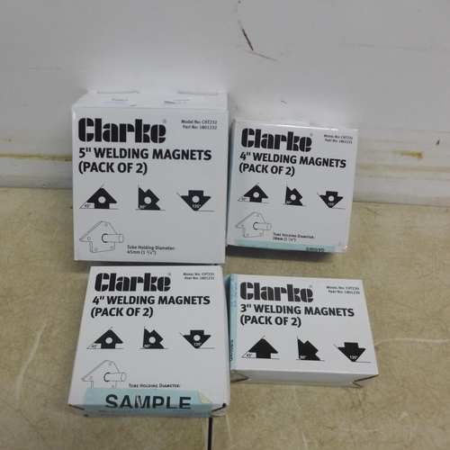 5062 - A set of Clarke CHT232 5” welding magnets, two sets of Clarke CHT231 4” welding magnets and a set of... 