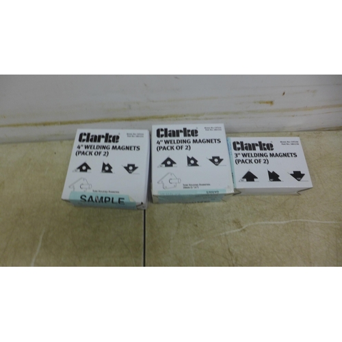 5062 - A set of Clarke CHT232 5” welding magnets, two sets of Clarke CHT231 4” welding magnets and a set of... 