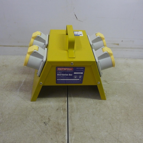 5004 - A Faithful 25 metre, 110V extension reel and a Faithful 4 way distribution box