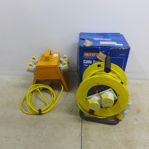 5007 - A Faithful 25 meter, 110V extension reel and a 4 way distribution box