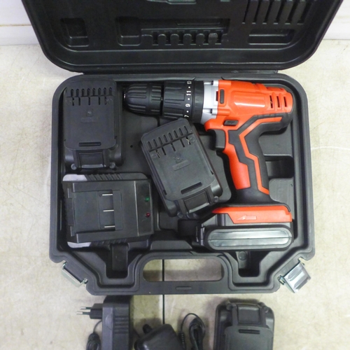 5025 - A cased battery powered drill with four batteries and charger 16/0331* This lot is subject to VAT