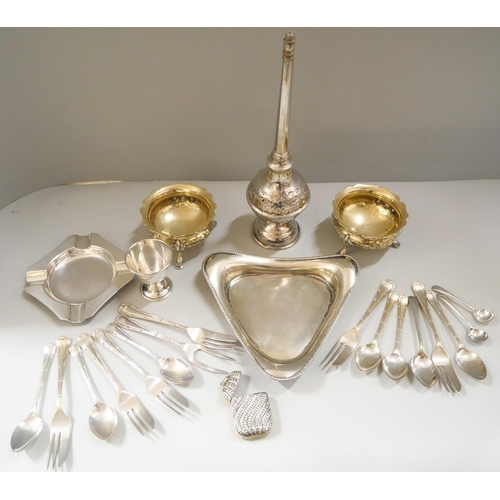 2006 - A collection of plated ware including flatware and vesta case