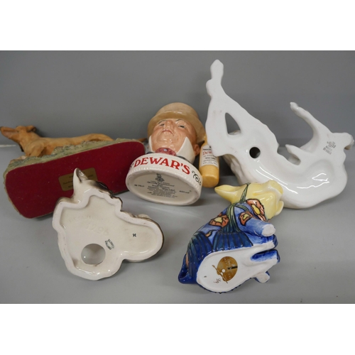 2018 - S Border Fine Arts Golden Labrador, USSR borzoi, Beswick cats, Country Artist pig and a Doulton Dewa... 