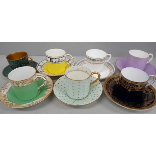 2021 - Seven assorted Royal Worcester coffee cans, cups and saucers