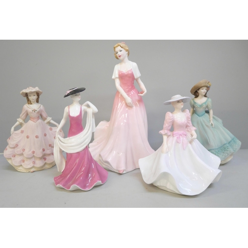 2027 - Four Coalport figures and a Royal Doulton figure, Julie