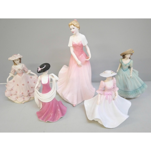 2027 - Four Coalport figures and a Royal Doulton figure, Julie