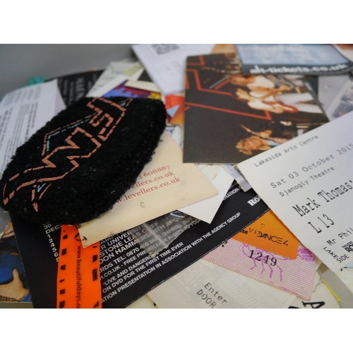 2061 - A collection of music tickets, Alarm lanyard and signed sheet 40th anniversary, tickets include Alar... 