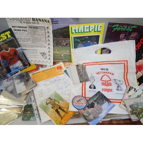 2064 - Nottingham ephemera; a box of Nottingham ephemera including football and cricket interest with 1989 ... 