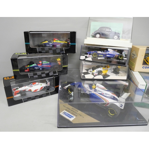 2098 - A collection of die-cast Formula 1 and sports cars, comprises Mini Champs, Onyx, Cararama, Corgi