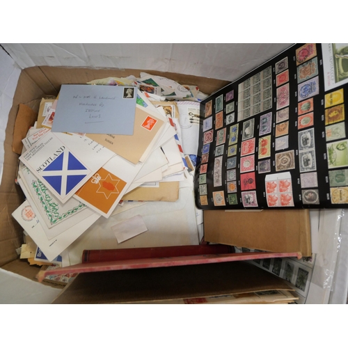 2101 - Stamps; a box of stamps, covers, etc., loose and in album