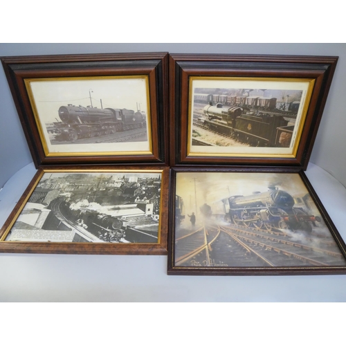 2102 - A collection of railway themed plaques and framed images of trains