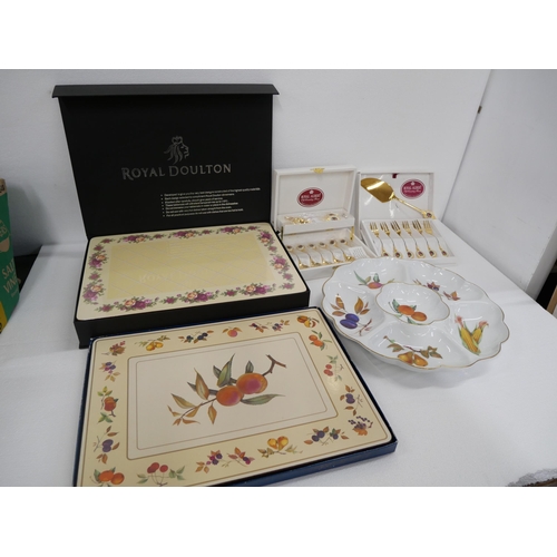 2149 - Royal Albert cake forks and teaspoons, two place mat sets, Royal Doulton and Royal Worcester and a R... 