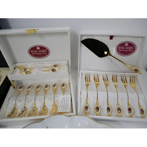 2149 - Royal Albert cake forks and teaspoons, two place mat sets, Royal Doulton and Royal Worcester and a R... 