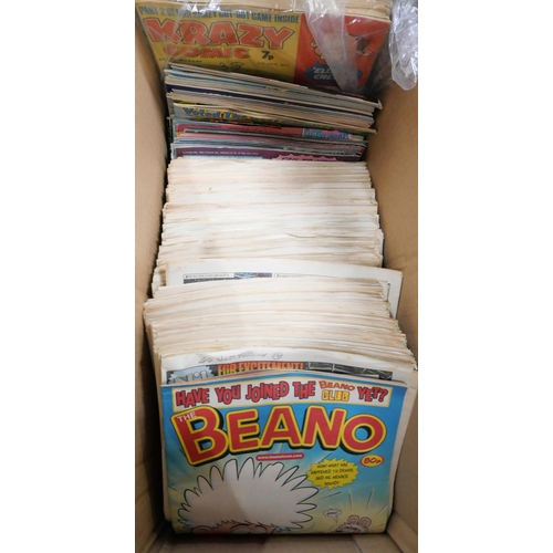 2157 - A collection of Crazy Comics, Eagle, Beano, Eagle and Tiger comics