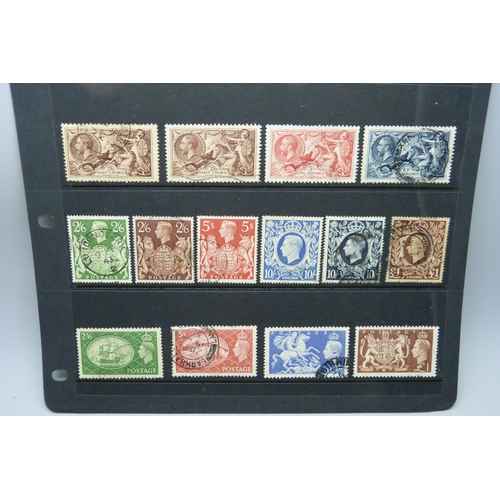 2161 - Stamps; a stocksheet of high value Great Britain stamps, Queen Victoria-King George VI