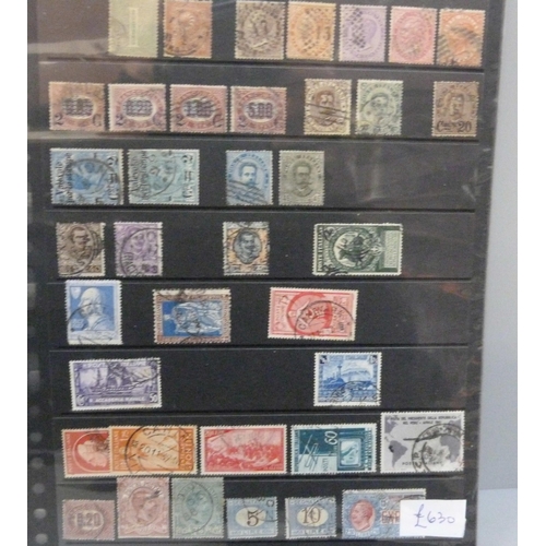 2162 - Stamps; a file of five stocksheets of early stamps from France, Italy, Spain, Sweden and Switzerland... 