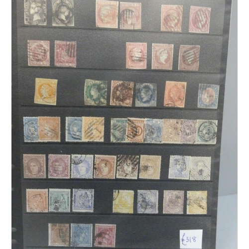 2162 - Stamps; a file of five stocksheets of early stamps from France, Italy, Spain, Sweden and Switzerland... 