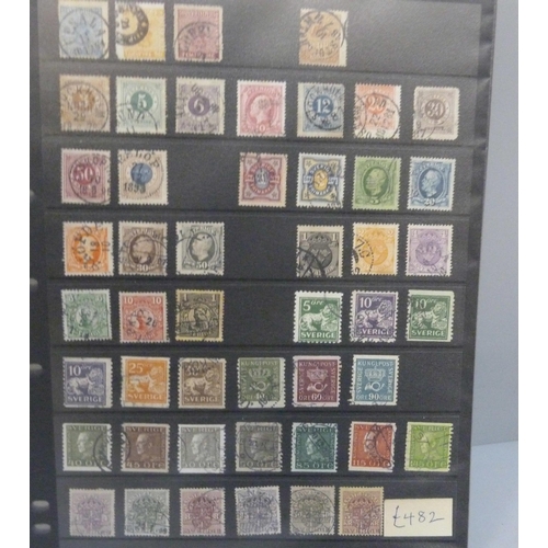 2162 - Stamps; a file of five stocksheets of early stamps from France, Italy, Spain, Sweden and Switzerland... 