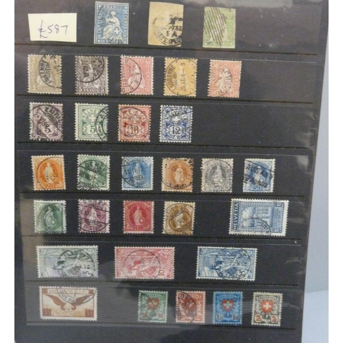 2162 - Stamps; a file of five stocksheets of early stamps from France, Italy, Spain, Sweden and Switzerland... 