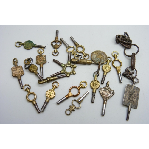 2164 - A collection of pocket watch keys