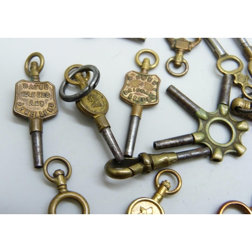 2164 - A collection of pocket watch keys