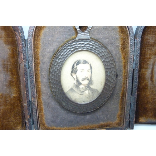 2170 - A 19th century memorial portrait miniature, in a fitted case, with paper note, 'John Matthew Perry' ... 