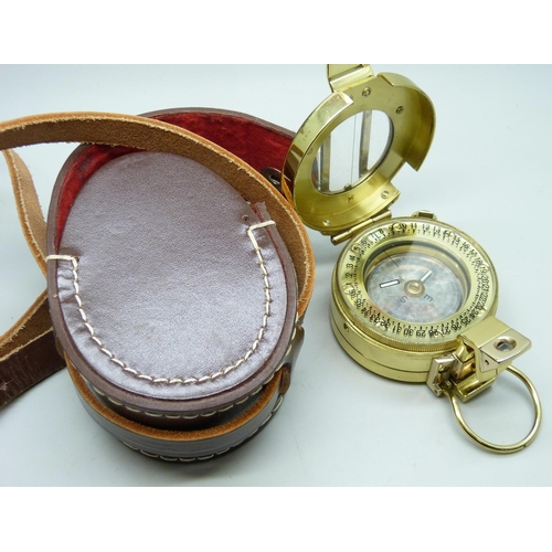 2171 - A compass, Francis Barker, M73, with leather case