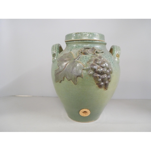 2206 - A ceramic wine urn with spout, lacking tap