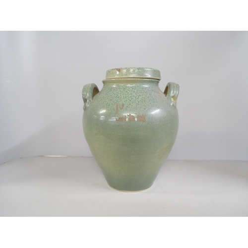 2206 - A ceramic wine urn with spout, lacking tap