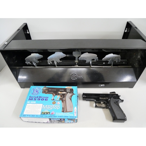 2235 - An SMK airgun target range practice with buffalo shaped targets and a Smith and Wesson Magtop MS906 ... 