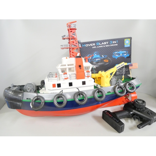 2245 - A toy seaport trawler and hover drone