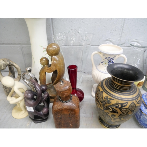 2258 - Three Rington's blue and white canisters and a collection of vases and figures  **PLEASE NOTE THIS L... 