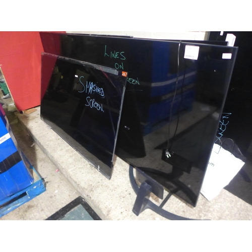 6294 - Seven Damaged TVs and a Bag Containing Stand Parts   (343-184,185,186) *This lot is subject to Vat