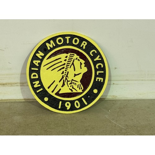 5187 - A circular cast metal 1901 Indian Motor Cycle plaque* This lot is subject to VAT