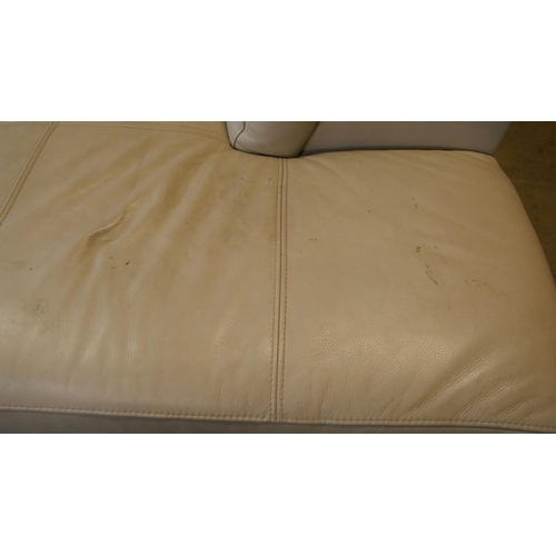 3295 - A cream leather upholstered sectional corner sofa with power headrests - (transit marks), Original R... 