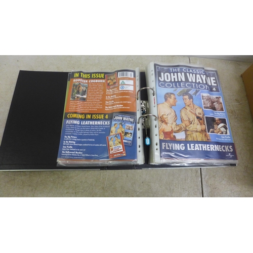 5100 - A large quantity of John Wayne DVDs and 3 folders of John Wayne magazines 1-70