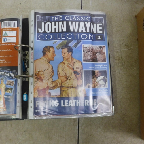 5100 - A large quantity of John Wayne DVDs and 3 folders of John Wayne magazines 1-70