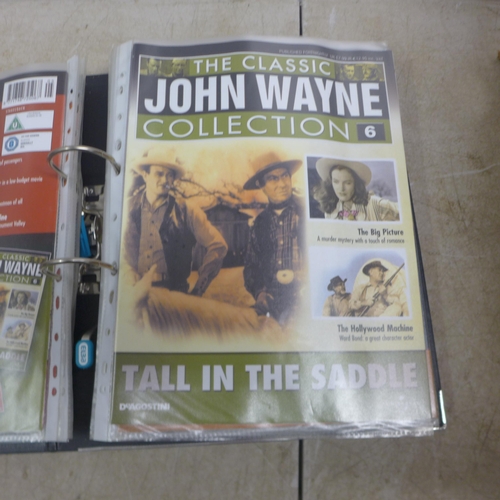 5100 - A large quantity of John Wayne DVDs and 3 folders of John Wayne magazines 1-70